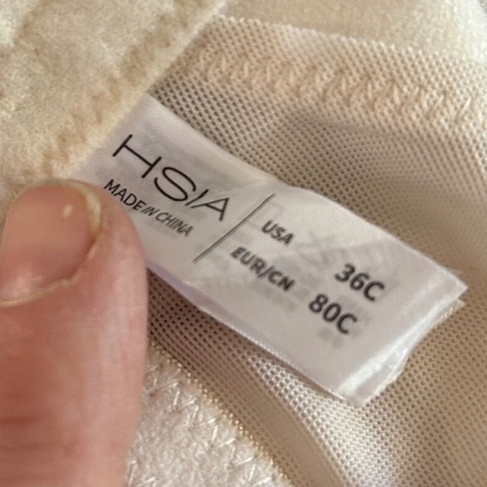 NWT HSIA Lace Underwire Bra 36C‎ Ivory Sheer Floral Unlined Support Bra